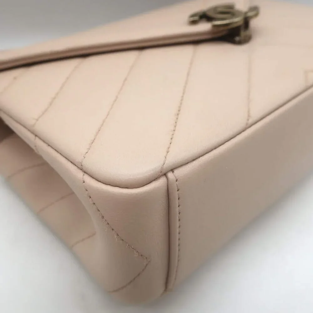 Chanel 2016 Coco Envelope Flap Bag Beige Chevron Quilted Leather Crossbody